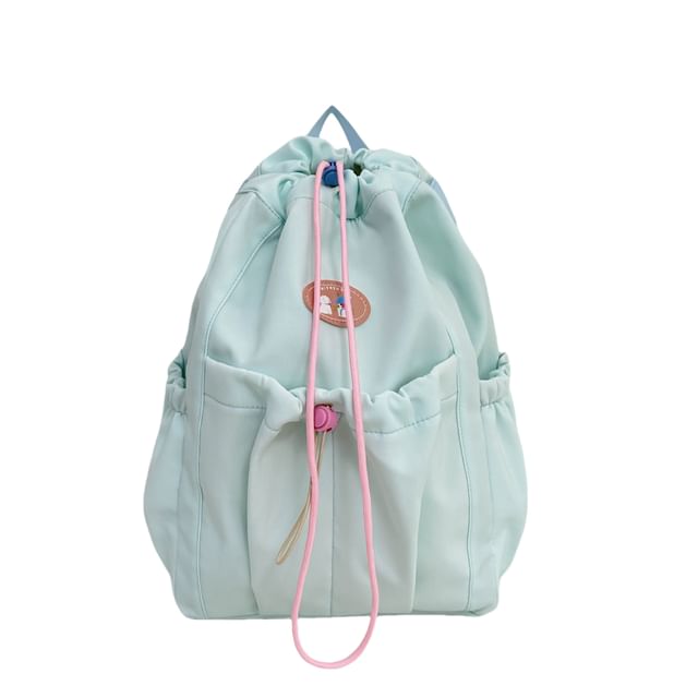 Drawstring Backpack Nylon Applique