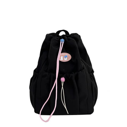 Drawstring Backpack Nylon Applique