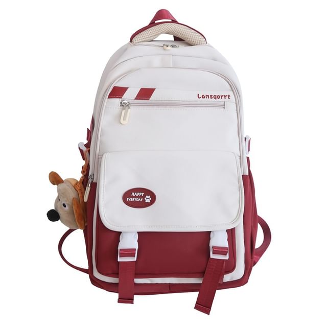 Nylon Buckled Backpack Lettering Applique