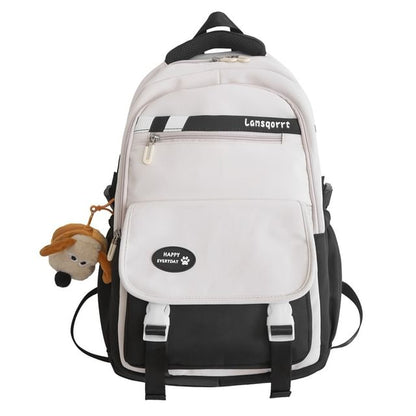 Nylon Buckled Backpack Lettering Applique