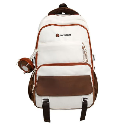 Backpack Lettering Purse Coin Buckled + Nylon Set: