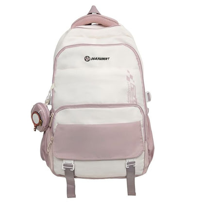 Backpack Lettering Purse Coin Buckled + Nylon Set: