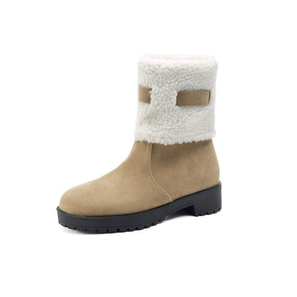 Boots Suede Short Panel Fleece Platform Faux