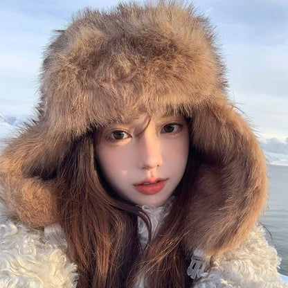 Fluffy Plain Trapper Hat