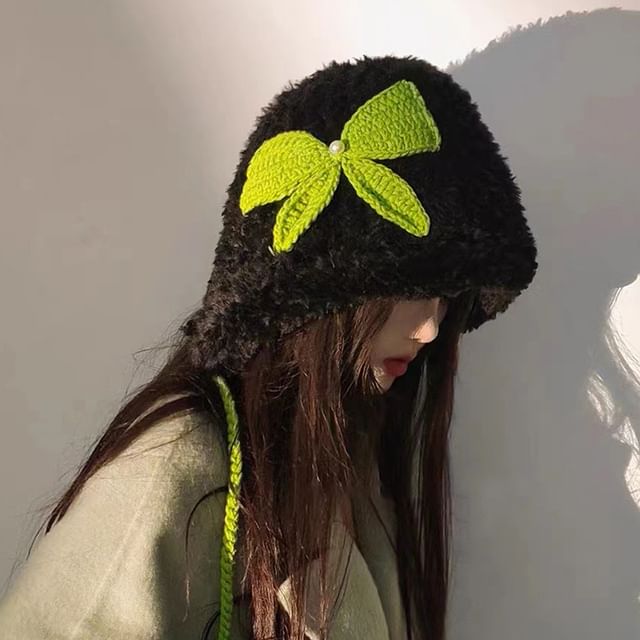 Trapper Chenille Hat Bow Applique
