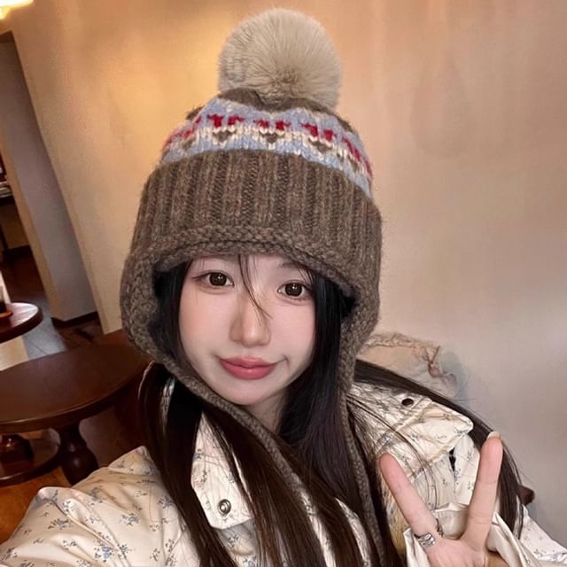 Knit Trapper Pom Hat