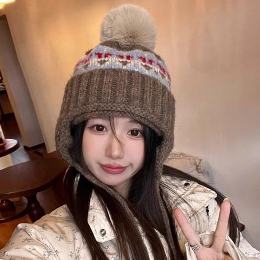 Knit Trapper Pom Hat