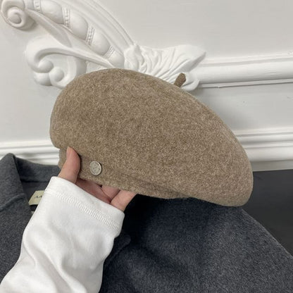 Wool Disc Hat Beret Metal