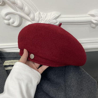 Wool Disc Hat Beret Metal