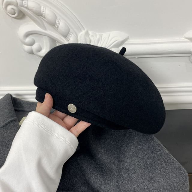 Wool Disc Hat Beret Metal