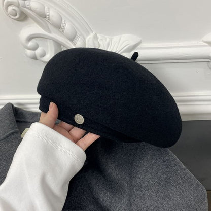 Wool Disc Hat Beret Metal