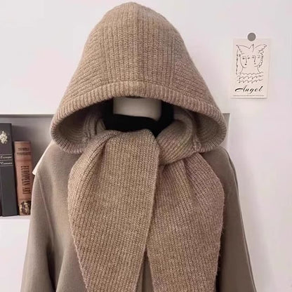 Knit Scarf Hooded Plain