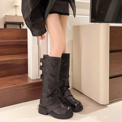 Tall Faux Platform Leather Boots