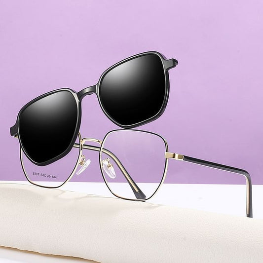Eyeglasses Set: Clip-On + Frame Square