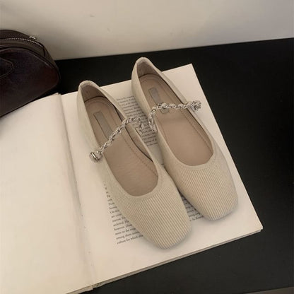 Square Jane Chained Shoes Toe Mary