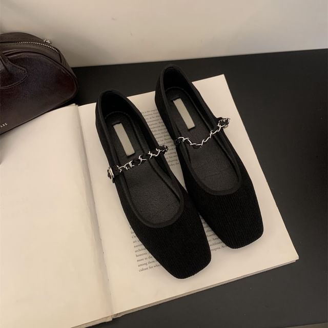 Square Jane Chained Shoes Toe Mary