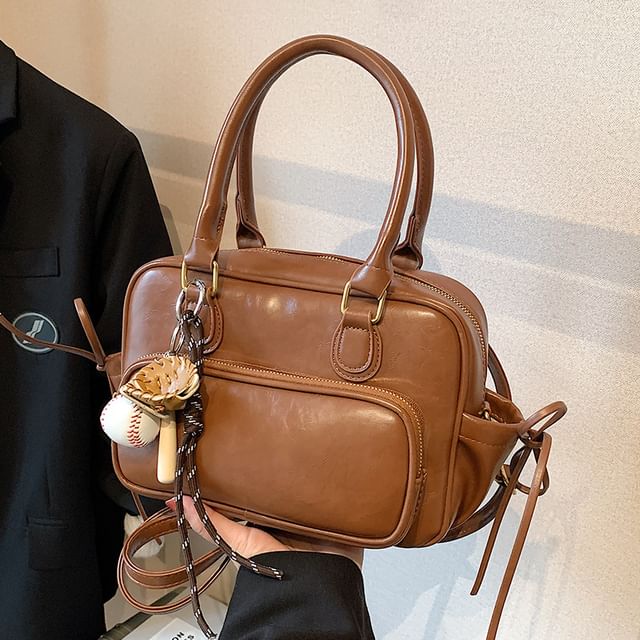 Bag Bow Set Plain Backpack Leather Accent Faux Charm /