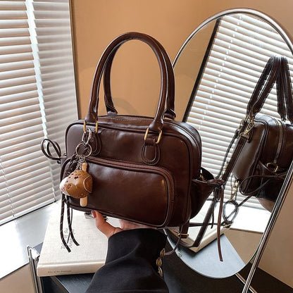 Bag Bow Set Plain Backpack Leather Accent Faux Charm /