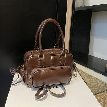 Bag Bow Set Plain Backpack Leather Accent Faux Charm /