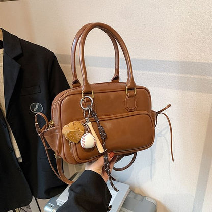 Bag Bow Set Plain Backpack Leather Accent Faux Charm /