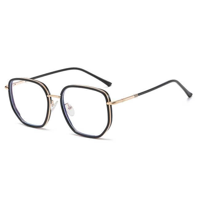 Square Light Blue Eyeglasses Metal Blocking Frame
