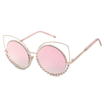 Eye Frame Metal Cat Rhinestone Sunglasses
