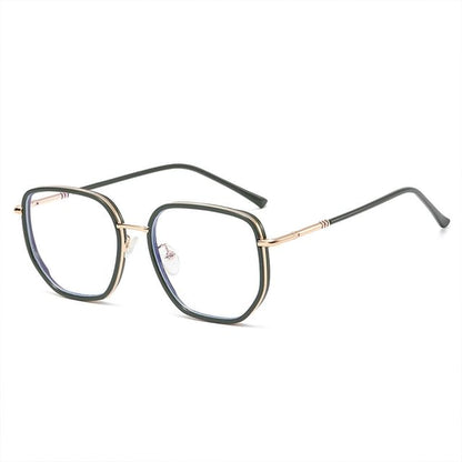 Square Light Blue Eyeglasses Metal Blocking Frame