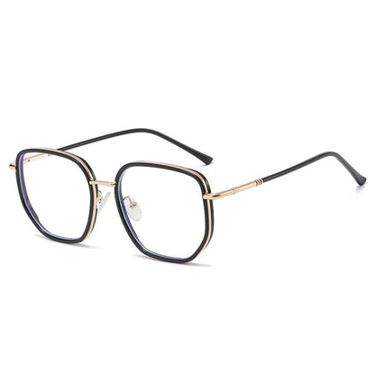 Square Light Blue Eyeglasses Metal Blocking Frame