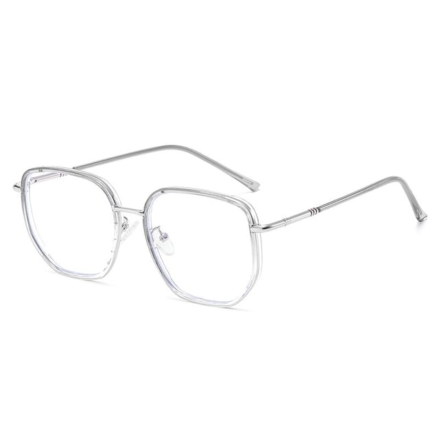 Square Light Blue Eyeglasses Metal Blocking Frame
