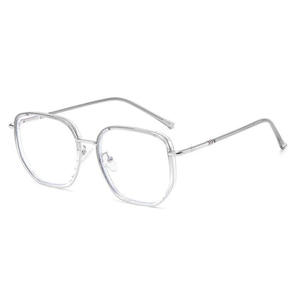 Square Light Blue Eyeglasses Metal Blocking Frame