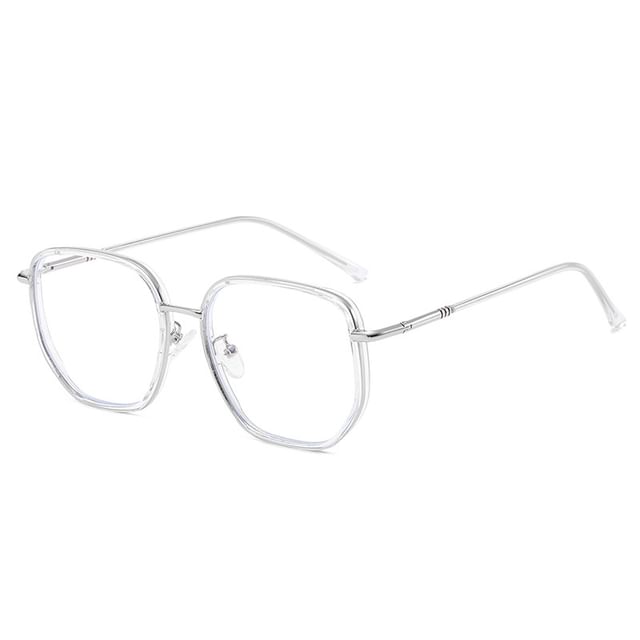 Square Light Blue Eyeglasses Metal Blocking Frame