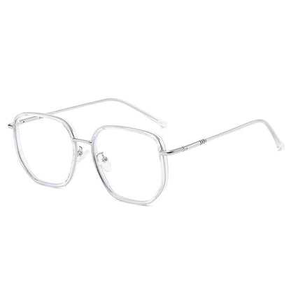 Square Light Blue Eyeglasses Metal Blocking Frame