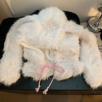 Pom Rabbit Ear Trapper Hat