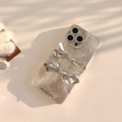 / Set Phone Case Pearl Strap Faux Ribbon