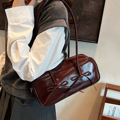 Faux Bow Shoulder Bag Leather