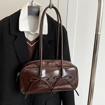 Faux Bow Shoulder Bag Leather