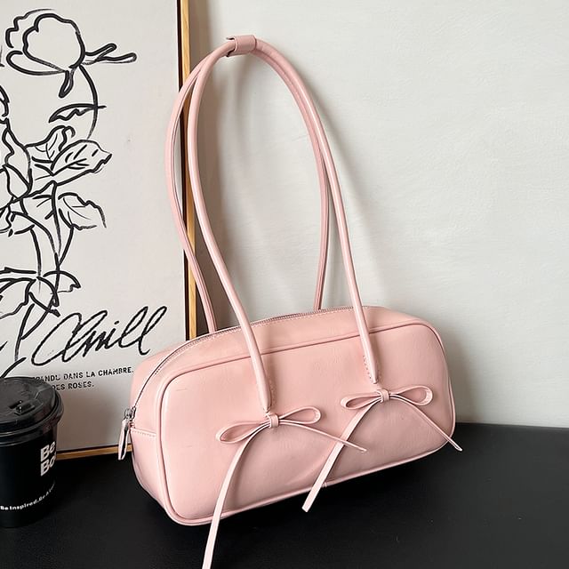 Faux Bow Shoulder Bag Leather