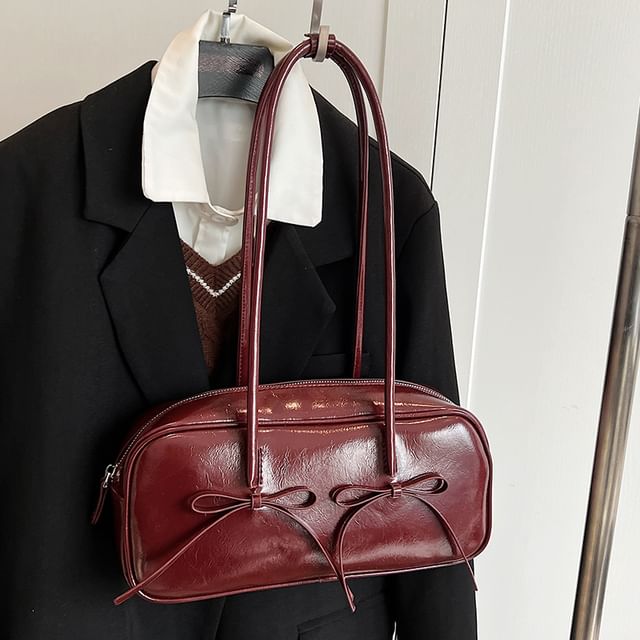 Faux Bow Shoulder Bag Leather