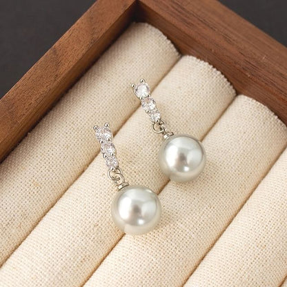 Alloy Dangle Earring Faux Rhinestone Pearl