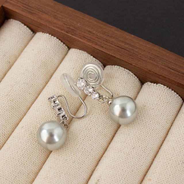 Alloy Dangle Earring Faux Rhinestone Pearl