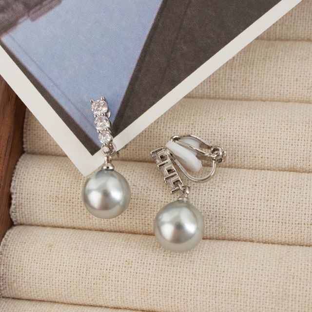 Alloy Dangle Earring Faux Rhinestone Pearl
