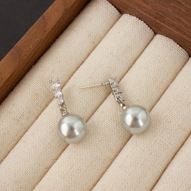 Alloy Dangle Earring Faux Rhinestone Pearl