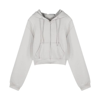 Hoodie / Zip Sweatpants Plain Drawstring Two High Tone Rise Bootcut Crop