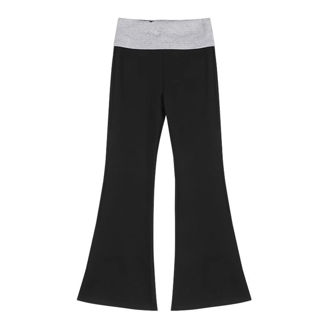 Hoodie / Zip Sweatpants Plain Drawstring Two High Tone Rise Bootcut Crop