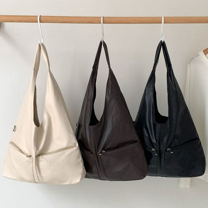 Multi-Pocket Leather Tote Bag Faux