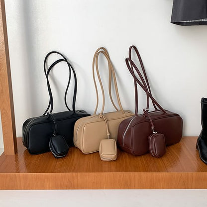 Coin Shoulder Bag Faux Purse Set: Leather +