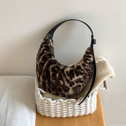 Shoulder Print Leopard Bag Fluffy
