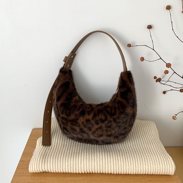 Shoulder Print Leopard Bag Fluffy