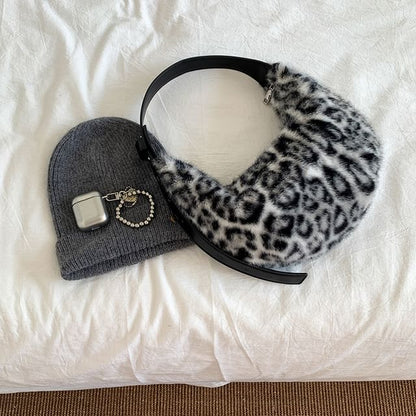 Shoulder Print Leopard Bag Fluffy