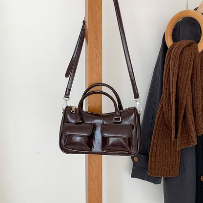 Faux Leather Multi-Pocket Crossbody Bag